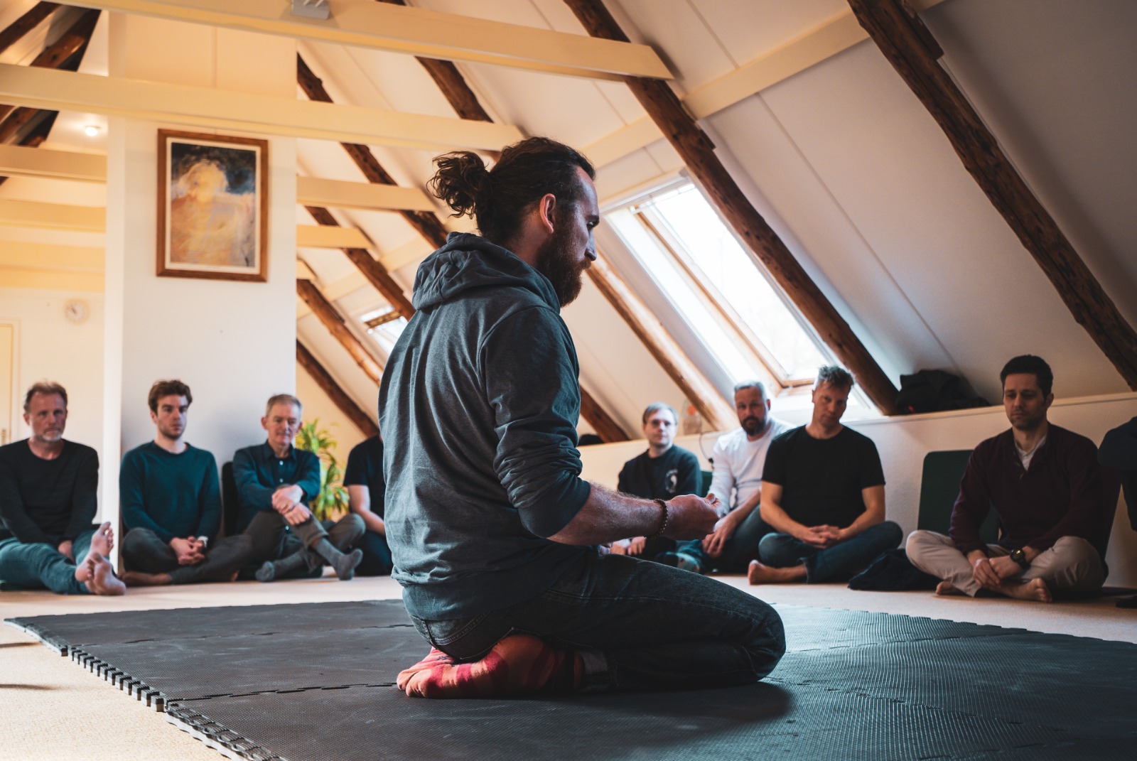 Ruben facilitating an indoor group