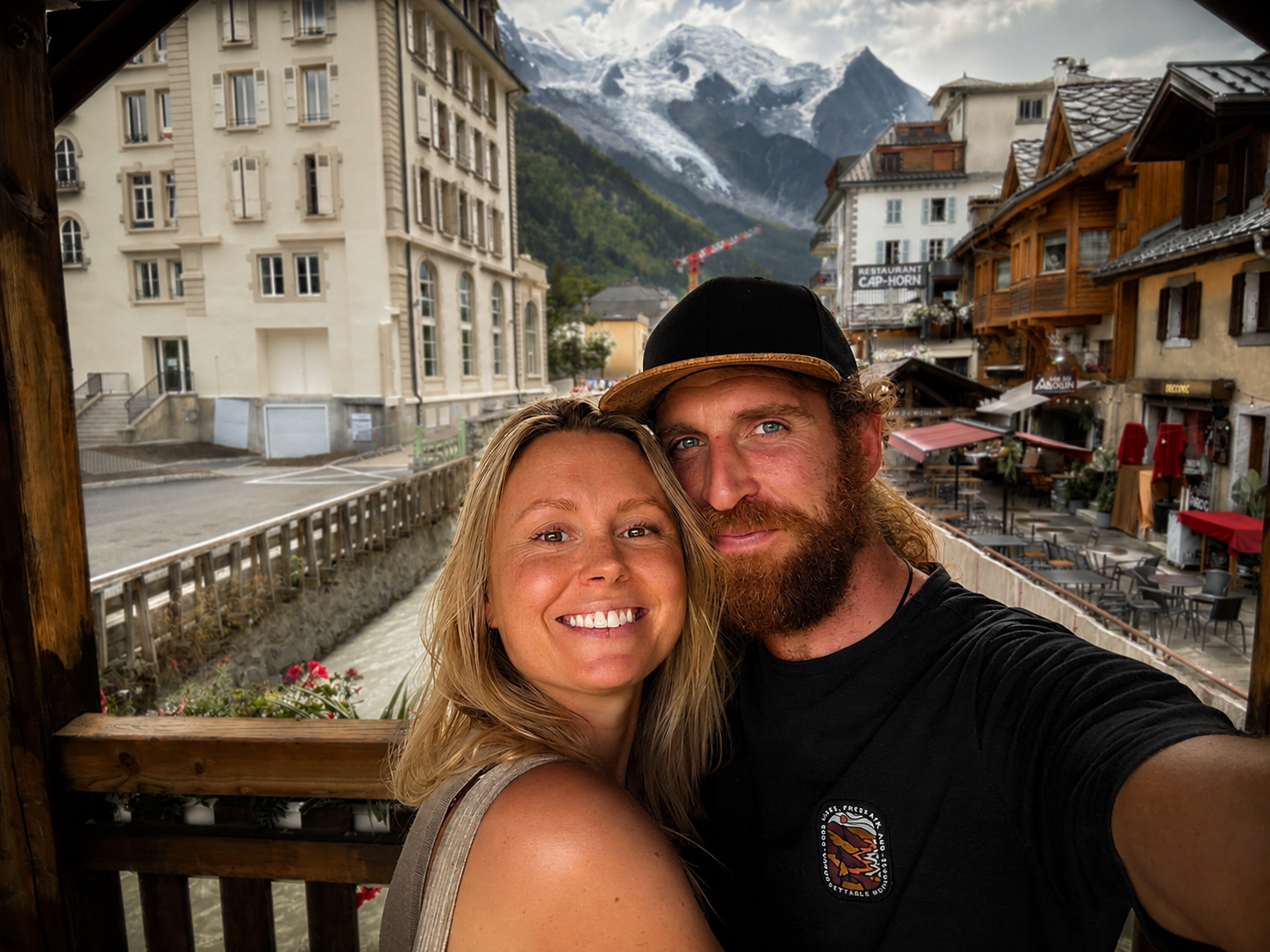 Ruben and his partner together in a mountain town